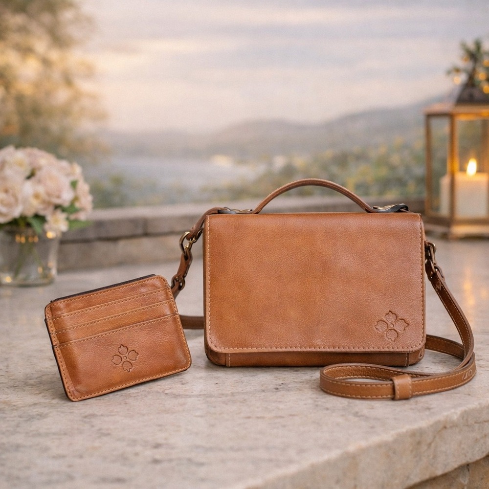 Patricia Nash Tan Distressed Leather Crossbody Bag And‎ Wallet - Picture 2 of 7